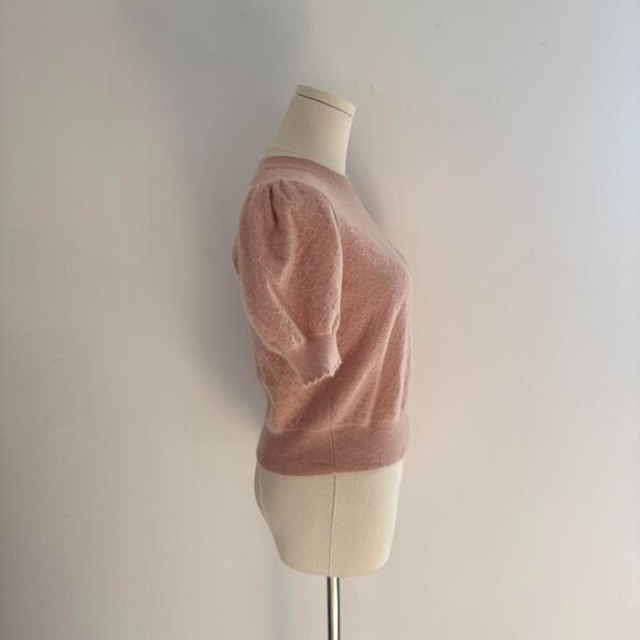 Frame Ruched Sleeve Cashmere Wool Sweater In  Pink | Womens Size Small - Picture 2 of 4